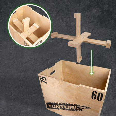 DREWNIANA SKRZYNIA PLYOMETRYCZNA DO ĆWICZEŃ CROSSFIT JUMPBOX TUNTURI 40/50/60 CM