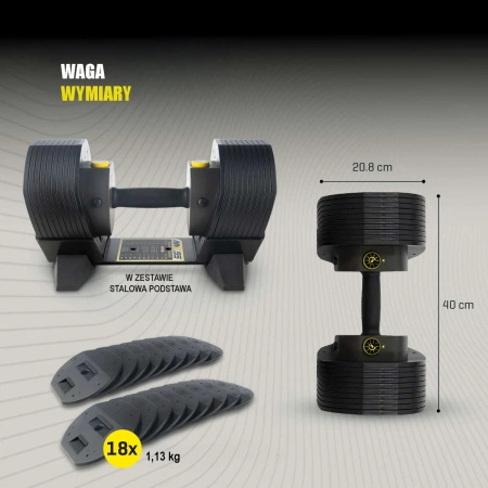 Hantle regulowane MX SELECT MX55 Dumbbell 4,5 - 24,9 KG + STOJAK