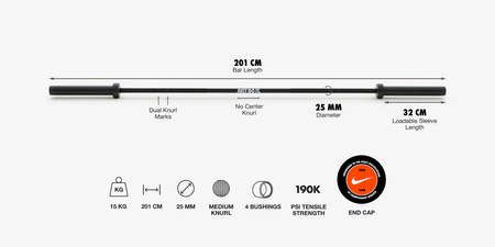 GRYF NIKE COATED PREMIUM BARBELL BLACK "JUST DO IT" 15 KG 