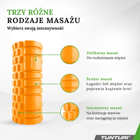 ROLLER WAŁEK DO MASAŻU 33CM TUNTURI, POMARAŃCZOWY